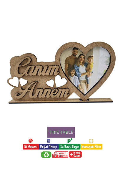 TIME TABLE Anneler Günü Canım Annem ahşap Fotoğraf Resim Çerçevesi Çocuk Okul...