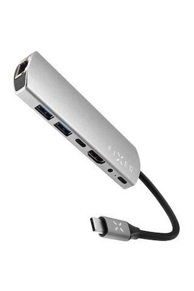 FIXED Hub USB Fix Multiport 7 în 1, USB 3.0, Ethernet RJ45, HDMI 4K, Audio 3,5 mm, Aluminiu, PD 100W