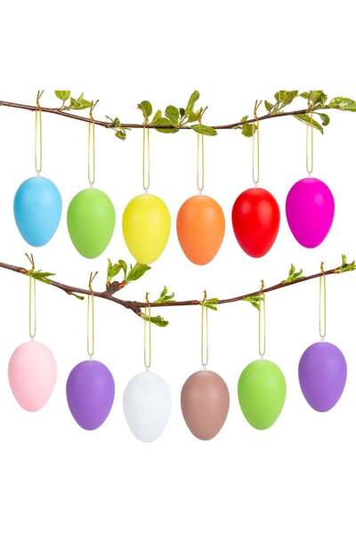 Kiiwah Set 12 ouă de Paște Kiiwah, plastic, multicolor, 5,9 x 4,1 cm