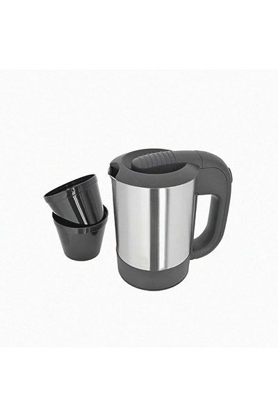 Gerenic Portable Mini Electric Travel Kettle, 500ml, 600W, Auto Shut-Off, Stainless Steel, Black/Silver