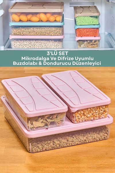 welcomein 3 Pieces 6 Pieces Microwave and Difuzed Suitable Storage Container 1X3000 ml 2X1100 ml Fresh Box