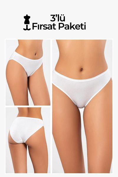Weweus 3-Piece White Micro Modal Premium Women's Panties 72643