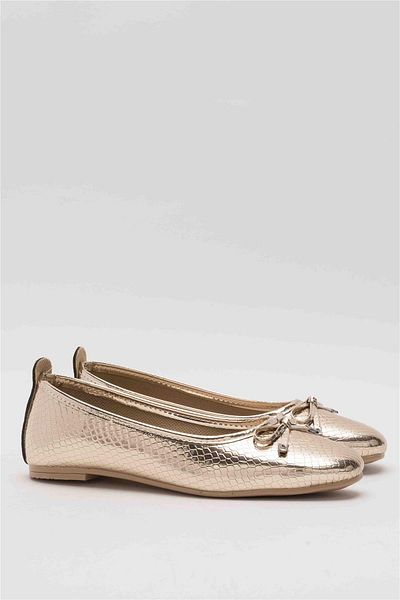 Liger Pantofi casual de damă - Bowknot Daily Ballet Flats GOLD