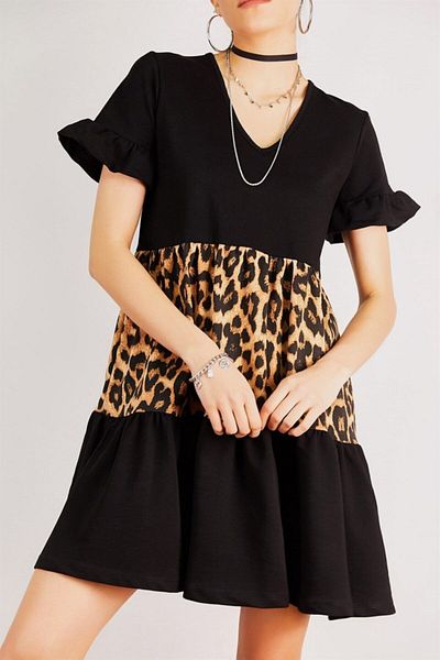 AQE FASHION Women's Ruffled Sleeve and Skirt Dress