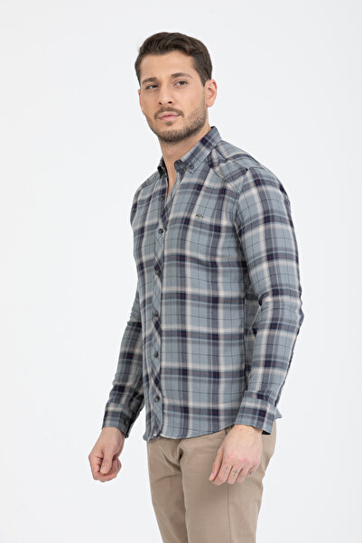 Klothy Erkek Uzun Kol Ekose Slim Fit Gömlek 2561