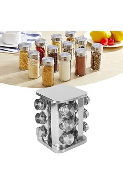 devigo Rotating Countertop Spice Rack, 12Pc Spice Rack Set