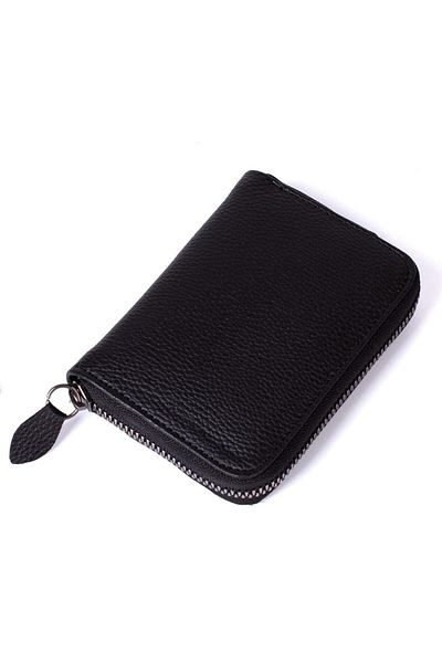 Newish Men's Black Vegan Leather Zippered Card Holder and Wallet