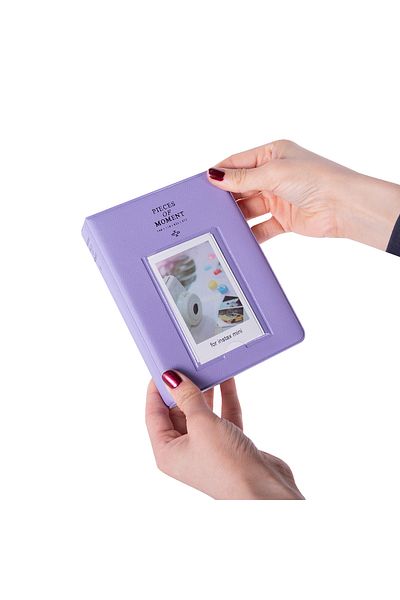 Nobbystar Μωβ άλμπουμ φωτογραφιών Instax Polacard με παράθυρο χωρητικότητας 65 φωτογραφιών