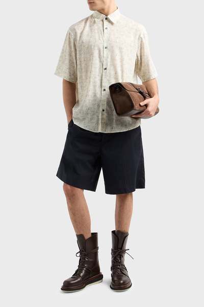 Emporio Armani Cotton Blend Oversize Fit All Printed Shirt Men's Shirt