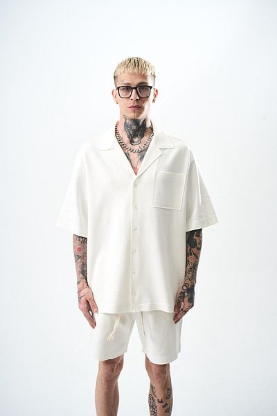 Respire Men's Oversize Interlock Shorts Suit with Dirty Stitching