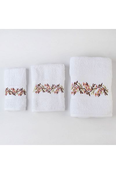 Orange Bed & Bath AVANTI | Embroidered 100% Cotton Towel Set 3 Pcs - Avanti Ziag