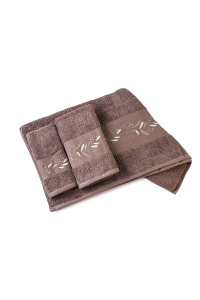 Orange Bed & Bath AVANTI | Embroidered 100% Cotton Towel Set 3 Pcs - Avanti Leaves
