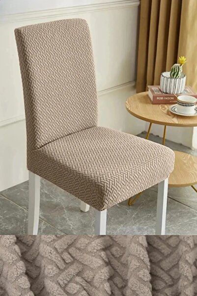 HANSARAYHOME HANSARAY Tuğla desenli likrali kumaş sandalye örtüsü sandalye kılıfı 6 adet