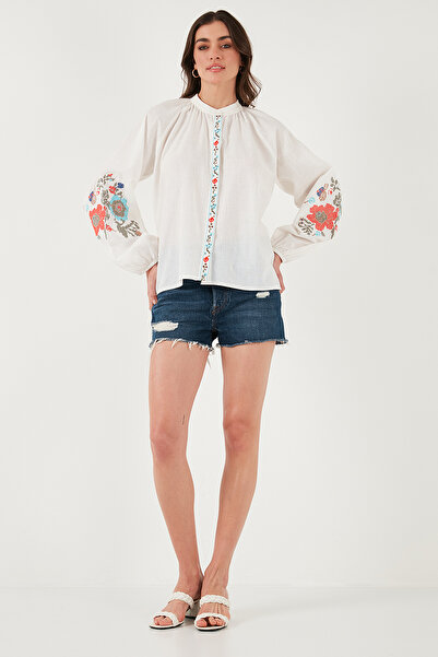 Lela Вишита бавовняна сорочка з регулярним кроєм і рукавами-ліхтариками для літа СОРОЧКА 611BZ0173