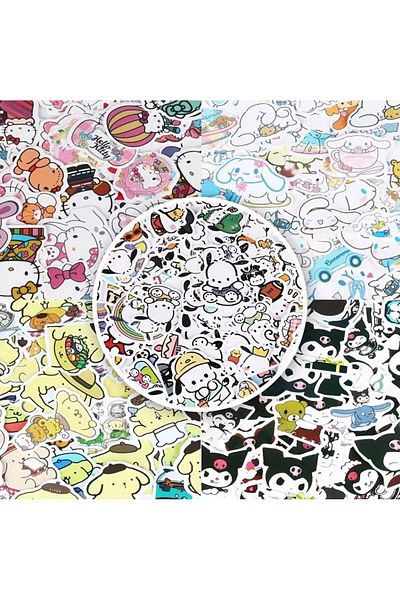 ROSIE 60Pcs Sanrio Hello Kitty Kuromi Cinnamurwall Pochacco Stickers