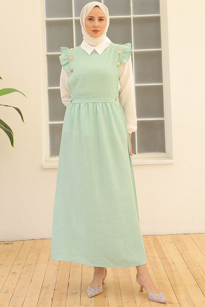 giyze Φόρεμα με λεπτομέρεια με κουμπί Mint Green 3852