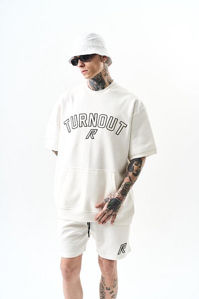 Respire Комплект къси панталони Turnout с бродерия Interlock Oversize, екрю