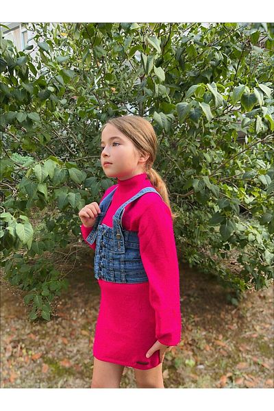 Hilal Akıncı Kids Girl's Denim Bustier Knitwear Dress Set of 2