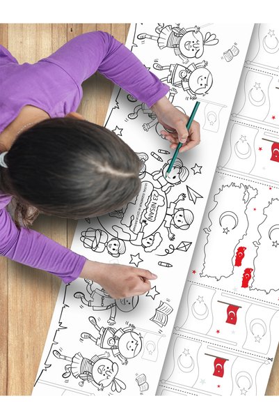 esatoys 23 Nisan Ulusal Egemenlik ve Çocuk Bayramı Temalı 3,75 Metre Rulo Boyama Kağıdı