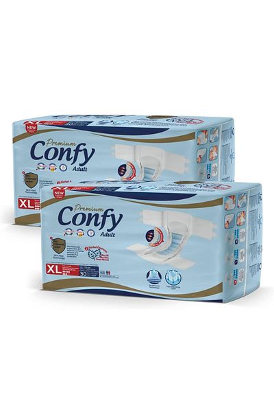 Confy Adult Adult Diapers Extralarge 30 Pieces X 2 Packs