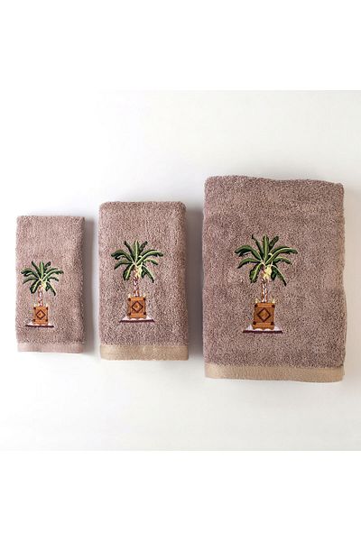 Orange Bed & Bath AVANTI | Embroidered 100% Cotton Towel Set 3 Pcs - Avanti Palm