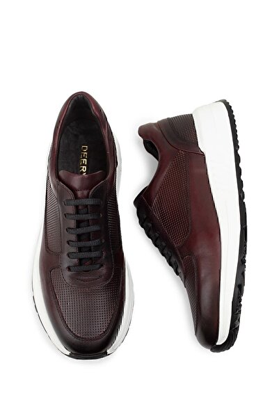 Deery Genuine Leather Claret Red Sneaker Men's Shoes