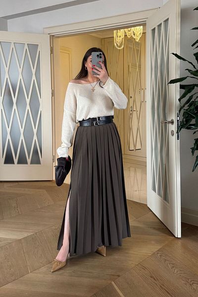 Tuba Butik Crew Neck Slim Knitwear Women's Sweater