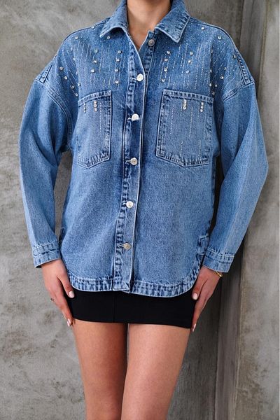 DEMOİSELLE JACHETĂ DE DENIM DE FEMEI STONE