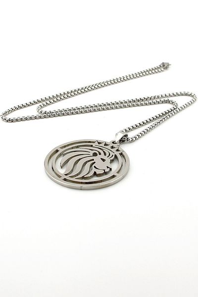 Solfera Lion Lion King Stainless Silver Color Steel Men Necklace Chain Q0963