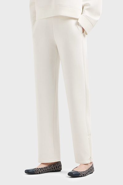 Emporio Armani Regular Fit Elastic Waist Straight Leg Trousers Pants
