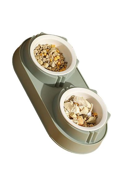 Vitastyle Double Compartment Cat Patterned Food and Water Bowl