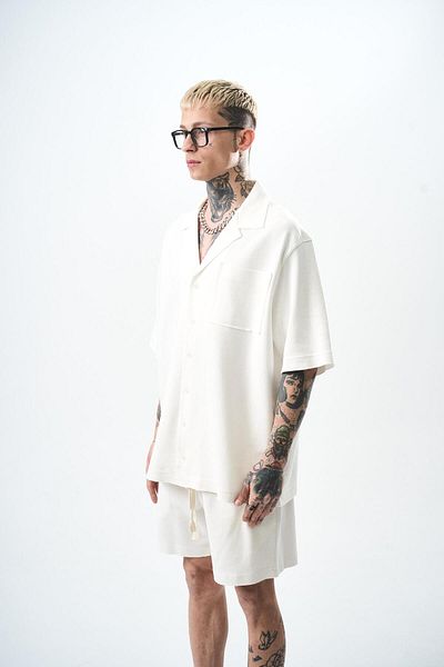Respire Men's Oversize Interlock Shorts Suit with Dirty Stitching