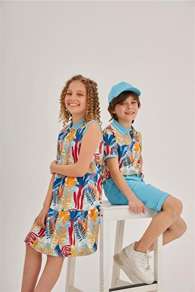 Hilal Akıncı Kids Kız Çocuk Çiçek Desenli Yakalı Elbise