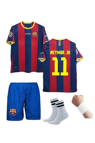 yenteks 2011 Neymar Barcelona Burgundy Blue Color Unisex Kids Jersey Kit Bracelet-Sock Gift