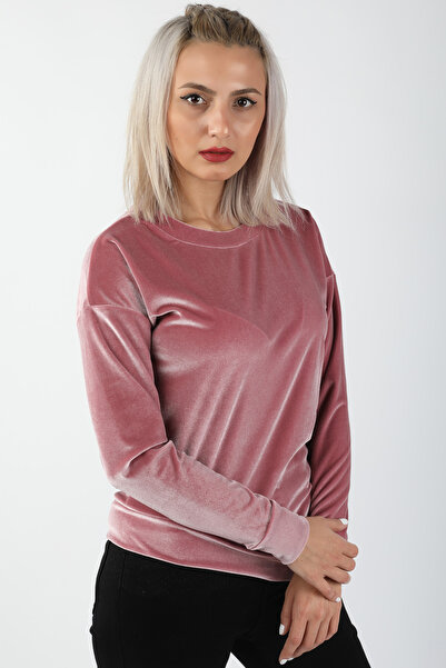 BALİNS Kol Manşetli Kadife Bluz Pembe