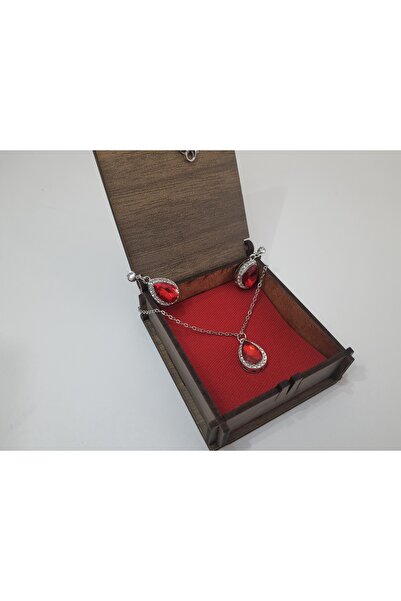 Kaw Zirkon Taşlı Damla Paslanmaz Çelik Küpe Kolye Set