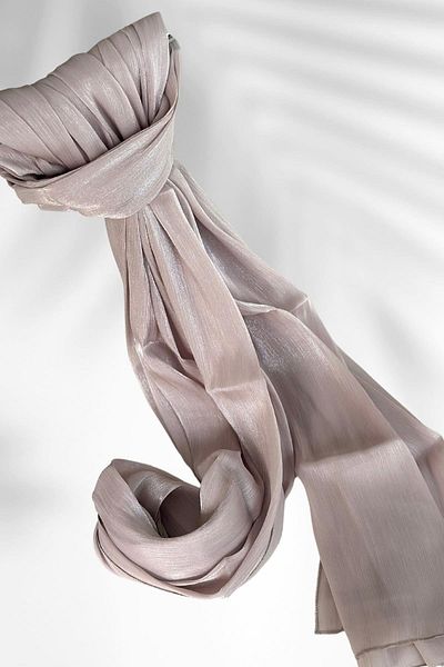 Amine Hüma Beige 75*180 Textured Janjan Evening Dress Shawl