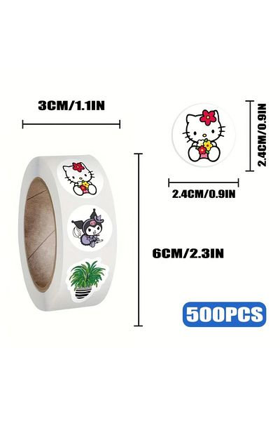 ROSIE 500Pcs Sanrio Official Stickers: Hello Kitty, Melody, Kuromi, Cinnamoroll, Purin and More