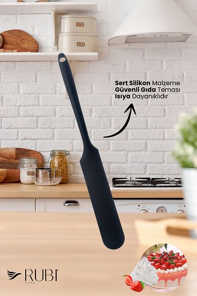 rubihome Black Hard Silicone Heat Resistant Cream Spatula - 1 Piece