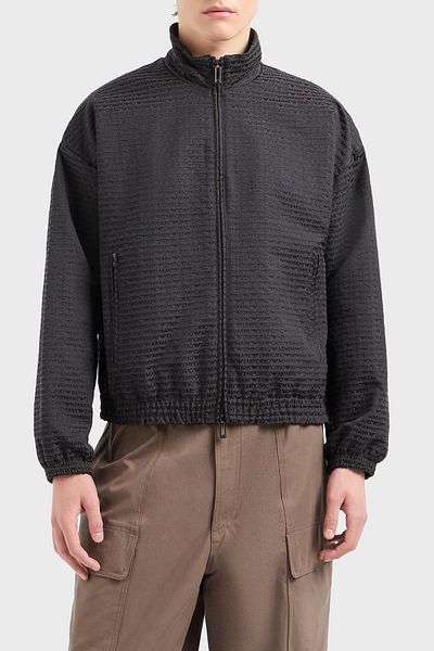 Emporio Armani شعار الجاكار المطبوعة العادية تناسب القطن الوقوف طوق معاطف الرجال معاطف EM 001002   AF13688 U8