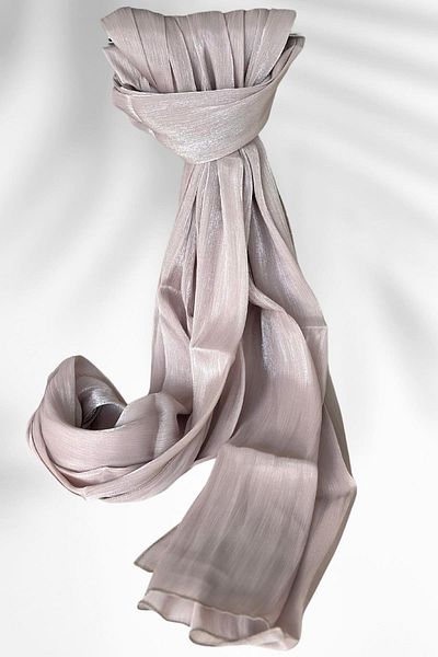 Amine Hüma Beige 75*180 Textured Janjan Evening Dress Shawl