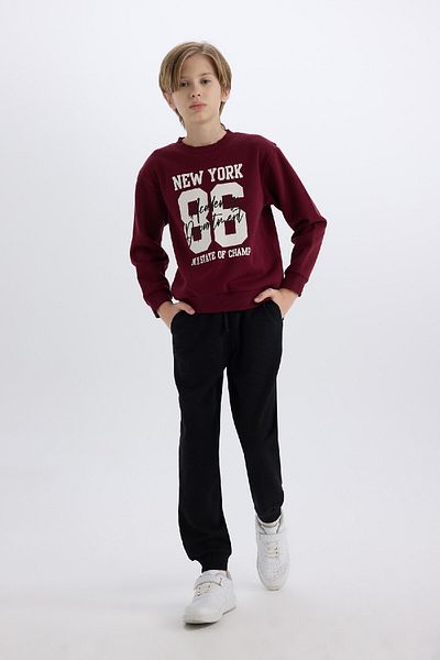 DeFacto 2-Piece Set for Boy - Crew Neck Printed Thick Sweatshirt and Elastic Sweatpants E1935A824Cw