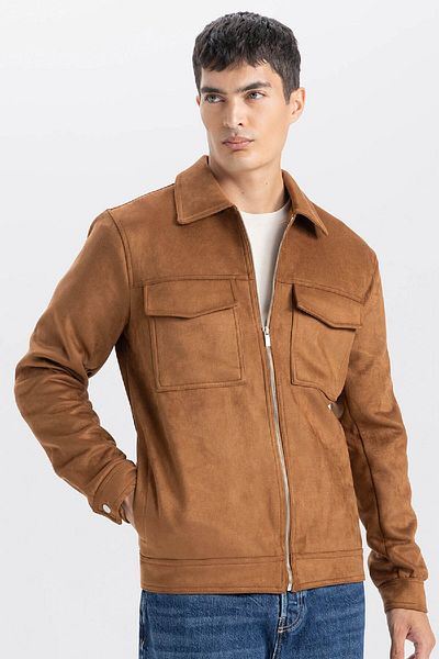 DeFacto Slim Fit Slim Fit Suede Coat Jacket Shirt Collar Pocket Lined Y5362Az24Au