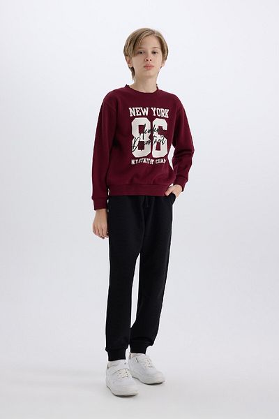 DeFacto 2-Piece Set for Boy - Crew Neck Printed Thick Sweatshirt and Elastic Sweatpants E1935A824Cw