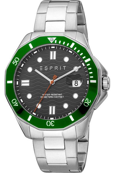 Esprit ES1G367M0065 Watch Men Kale Silver Tone with Black dial Quartz mechanism