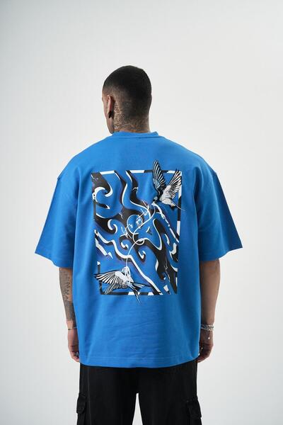 Respire Чоловіча футболка з вишивкою Let's Get Tight Oversize, синя