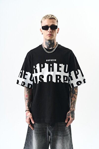 Respire Чоловіча футболка Oversize чорна з принтом Orpheus