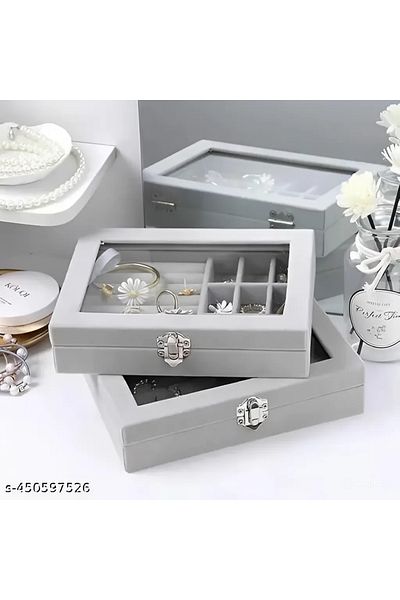 Generica Jewelry Storage Box and Organizer, Jewelry Holder and Display Organizer for Earrings, Necklaces, Bracelets and Rings, Grey Color