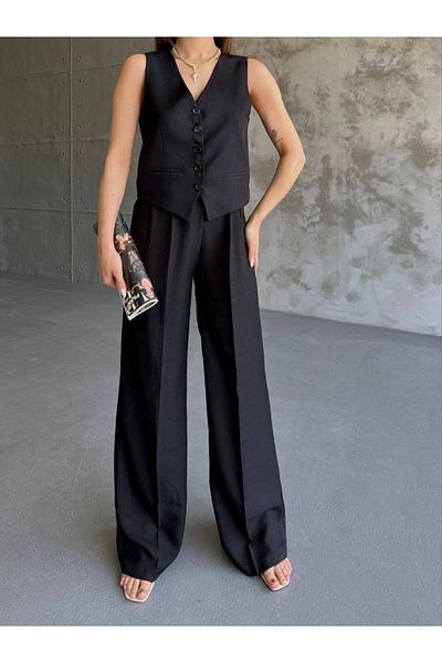 Moda İkra 2-Piece Linen Vest and Trousers Set