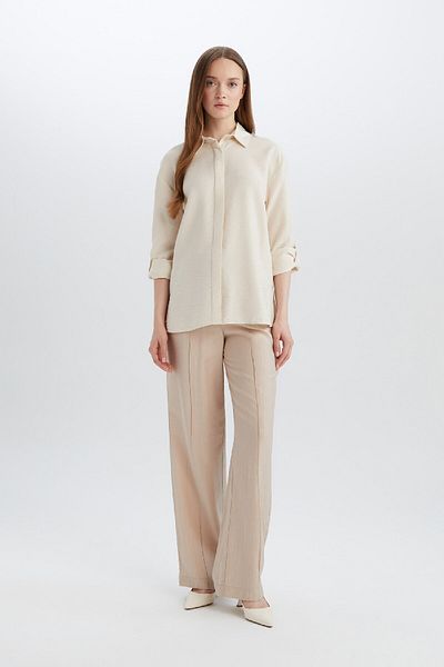 DeFacto Regular Fit Basic Plain Long Sleeve Shirt Tunic E0785Ax25Sp